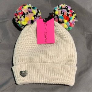 Betsey Johnson Double Pom Beanie NWT